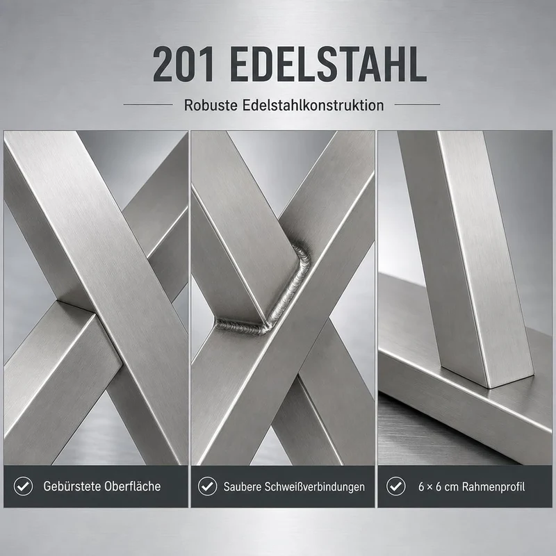 SHZICMY Tischbeine Metall Tischgestell Tischkufen X-Form Tischfuss Silber Edelstahl Untergestell Höh