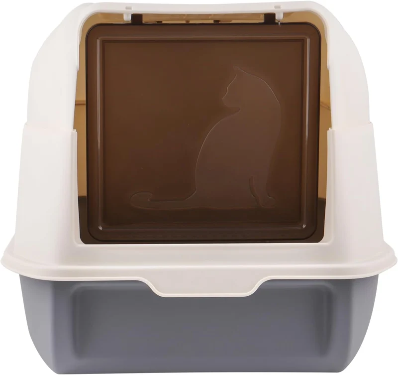XXL Grosse platzsparende Eck Katzentoilette mit Deckel Katzen WC Haube Ecktoilette Katzenklo Ecke in