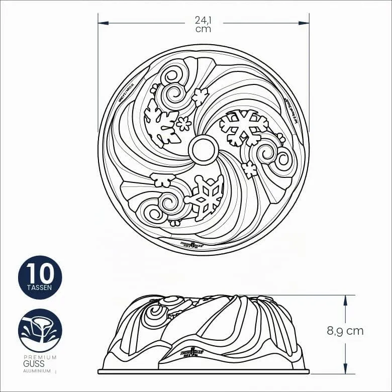 Nordic Ware Let It Snow 93648 Gugelhupfform, Aluminium, antihaftbeschichtet, Farbe: Silber