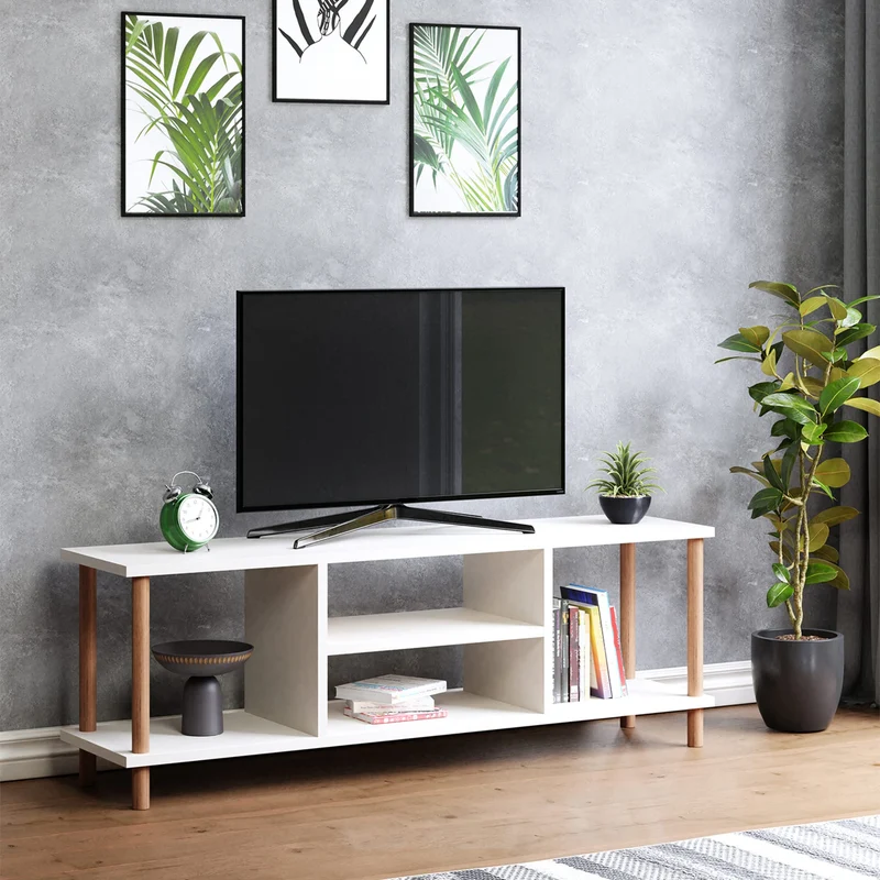 [en.casa] TV Schrank Ærøskøbing mit 2 Ablagefächern TV Bank 43 x 120 x 29 cm Fernsehtisch mit 2 Stau