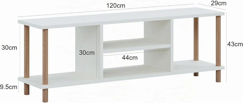 [en.casa] TV Schrank Ærøskøbing mit 2 Ablagefächern TV Bank 43 x 120 x 29 cm Fernsehtisch mit 2 Stau