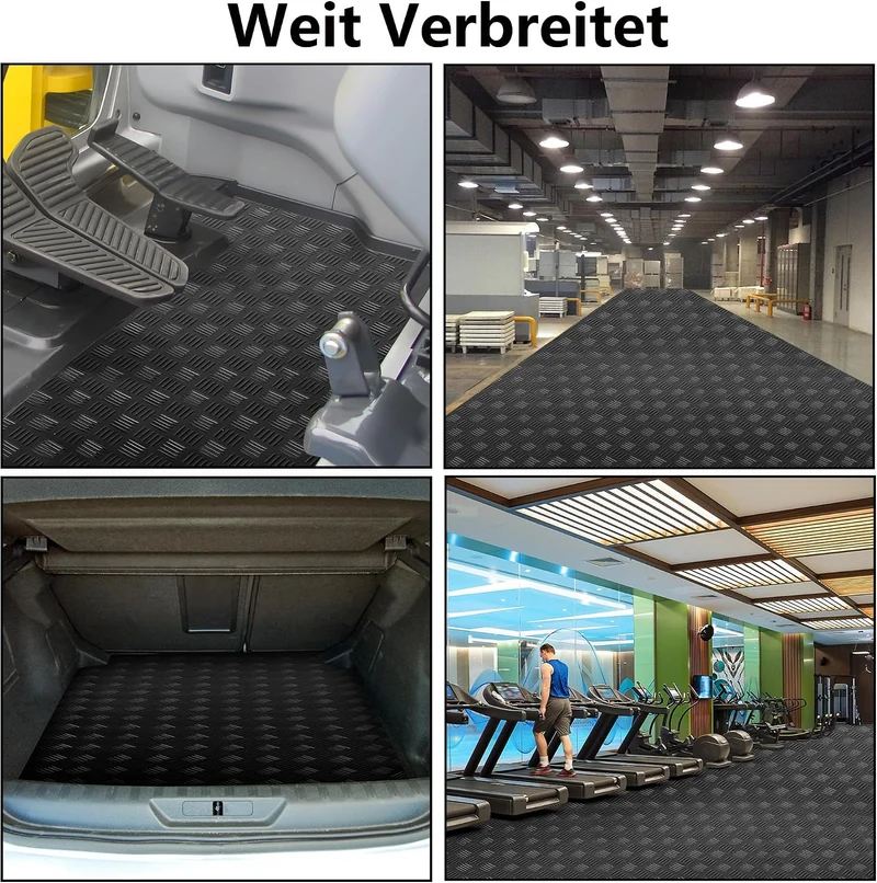 uyoyous Gummimatte Meterware Riffelblechmatte 500 x 100 cm Bodenmatte Schutzmatte 3mm stark Riffelbl
