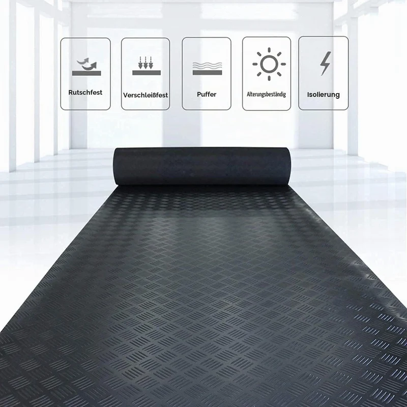 uyoyous Gummimatte Meterware Riffelblechmatte 500 x 100 cm Bodenmatte Schutzmatte 3mm stark Riffelbl