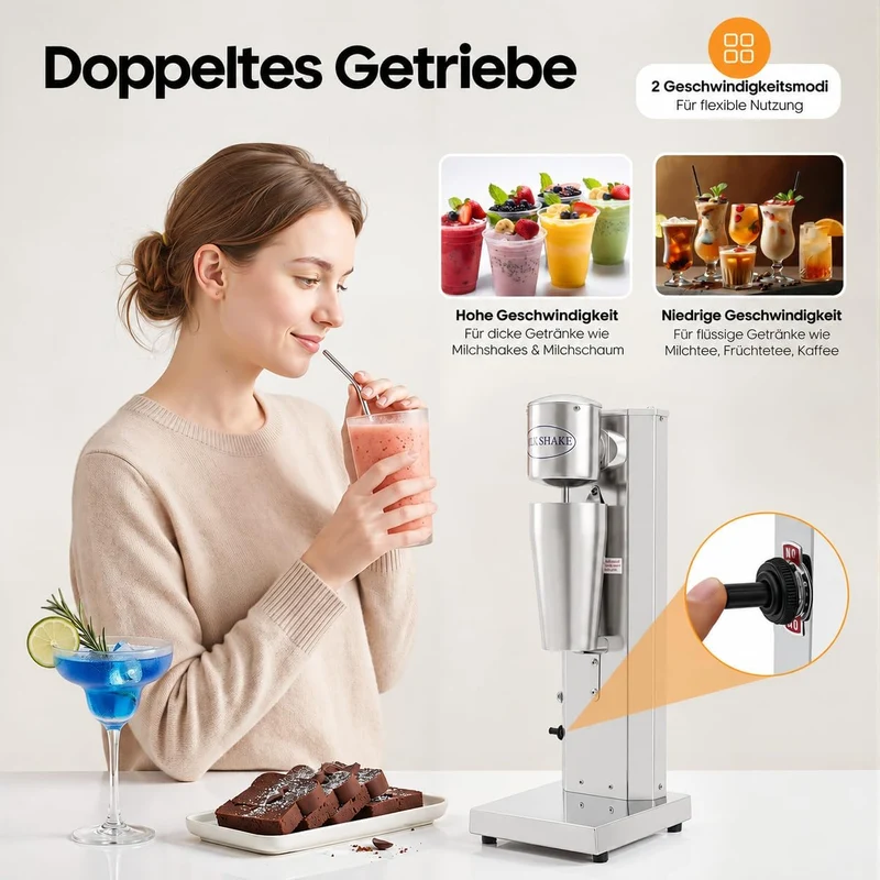 Drink Mixer 650ML Profi Milchshaker Standmixer elektrischer Getränkemixer Mixbecher für Smoothies, C