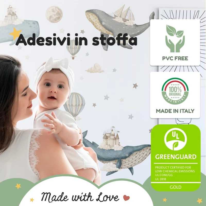 kina - R00662 Wandaufkleber Kind Ökologisches Hypoallergenes Weicher Stoffeffekt Repositionierbar Wa