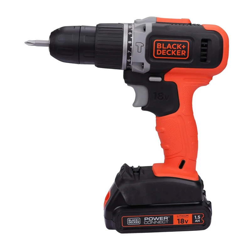 BLACK+DECKER BCD003C1-QW Perceuse visseuse à percussion 1 batterie 18 V-1,5 Ah, 18 V 1 x Akku 18 V -