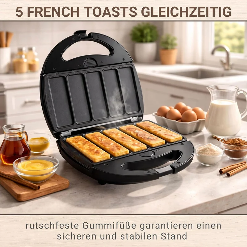 Syntrox Germany French Toast Maker Arme Ritter Chefmaker SM-1300W French Toast mit herausnehmbaren B