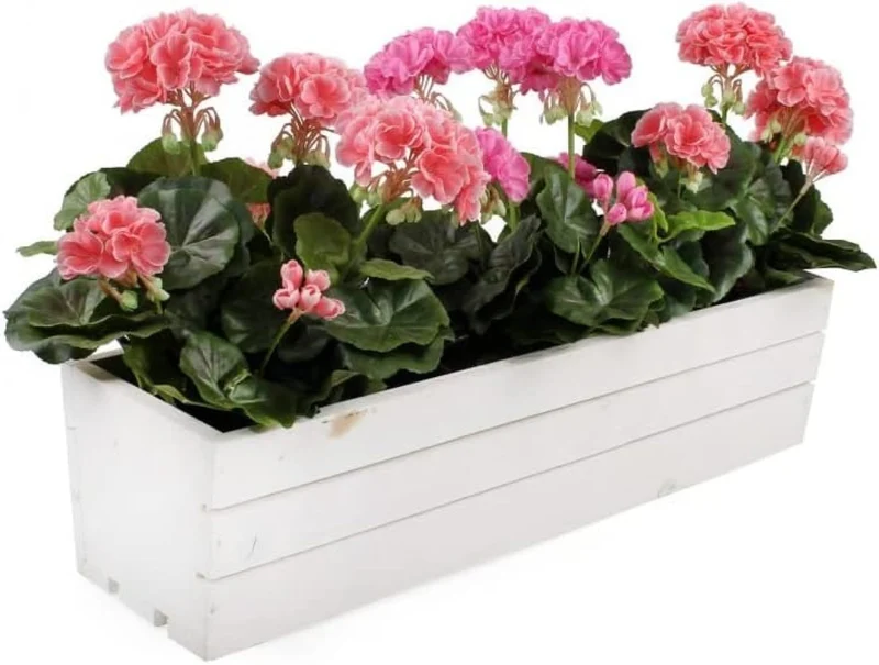 KOTARBAU® Blumenkasten Kräuterkasten aus Holz Langer Balkon-Blumenkasten 600x180x150 mm Weiss Weiss