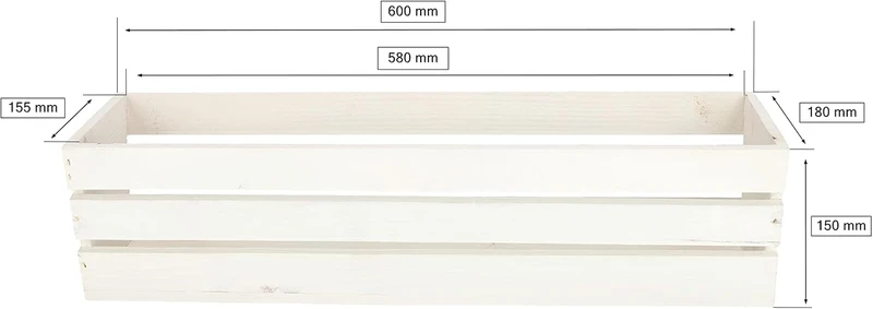 KOTARBAU® Blumenkasten Kräuterkasten aus Holz Langer Balkon-Blumenkasten 600x180x150 mm Weiss Weiss
