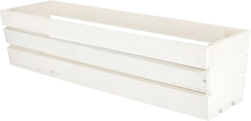 KOTARBAU® Blumenkasten Kräuterkasten aus Holz Langer Balkon-Blumenkasten 600x180x150 mm Weiss Weiss