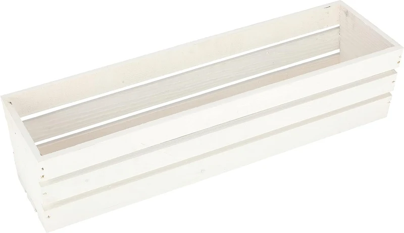 KOTARBAU® Blumenkasten Kräuterkasten aus Holz Langer Balkon-Blumenkasten 600x180x150 mm Weiss Weiss