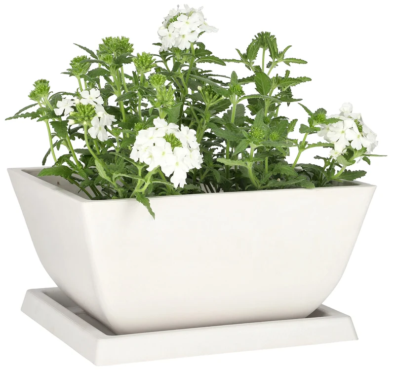 KOTARBAU® Blumentopf Pflanzgefäss aus recycelten Materialien 26x26x12,7cm mit Untersetzer 23x23x2cm
