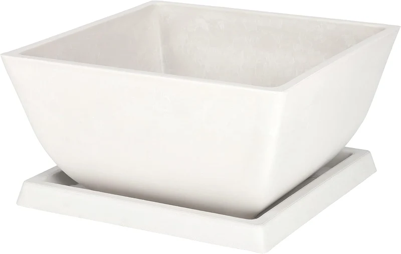 KOTARBAU® Blumentopf Pflanzgefäss aus recycelten Materialien 26x26x12,7cm mit Untersetzer 23x23x2cm