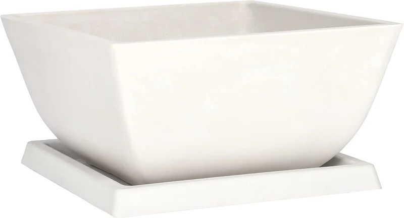 KOTARBAU® Blumentopf Pflanzgefäss aus recycelten Materialien 26x26x12,7cm mit Untersetzer 23x23x2cm