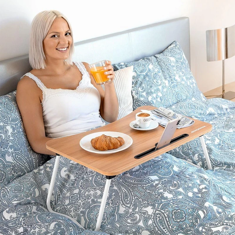 InnovaGoods MUVISK Klappbarer Beistelltisch, Metall, Braun, 60 x 27 x 40 cm