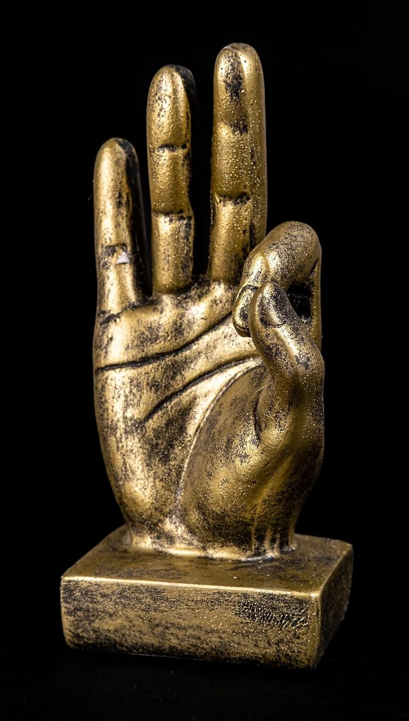 IDYL Moderne Skulptur Figur Resin Finger o.k. | goldfb. | Masse: 9x6x16,5 cm | Material: Polyresin (