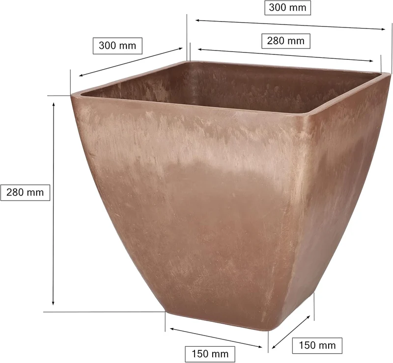 KOTARBAU® Grosser Blumentopf aus recyceltem Verbundwerkstoff für Balkon und Haus 30 x 30 x 28 cm Bra