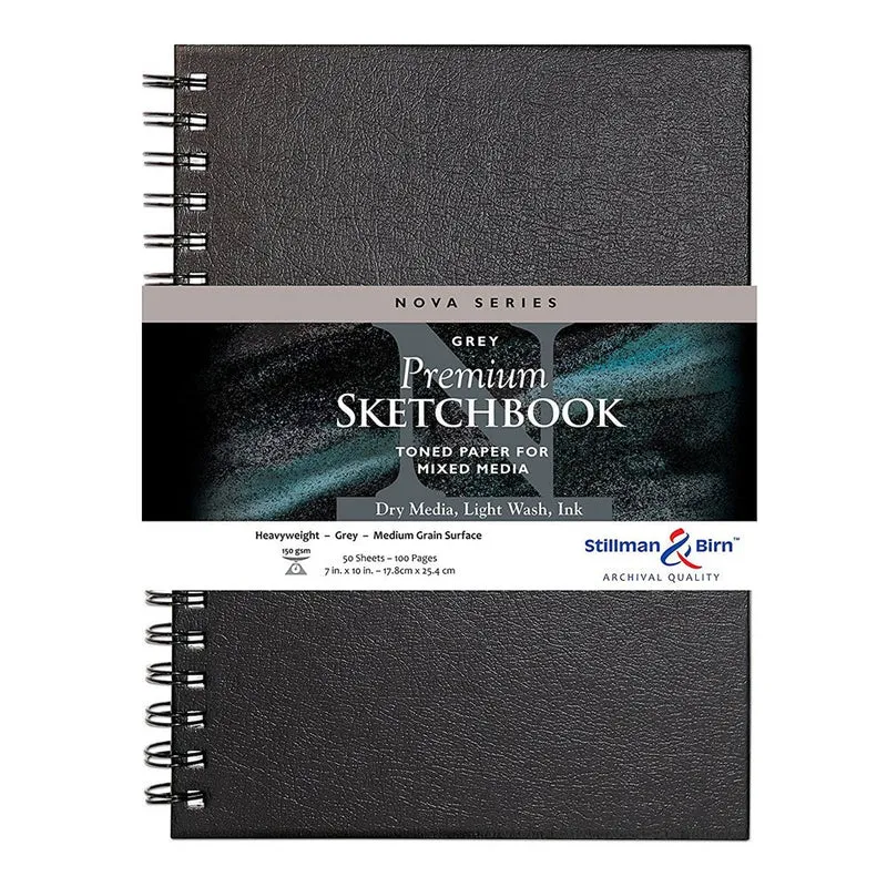 Stillman & Birn Nova Wirebound Sketchbook, Grey, 7x10 Inches 7" x 10" 150 gsm (Heavyweight) Grau, 7"