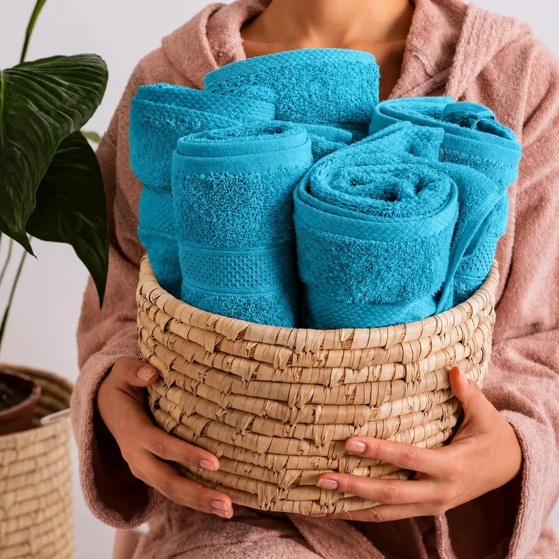 Komfortec 8er Handtücher 50x100 cm Set aus 100% Baumwolle, 470g/m², Frottee, Weich, Türkis 8x Handtü
