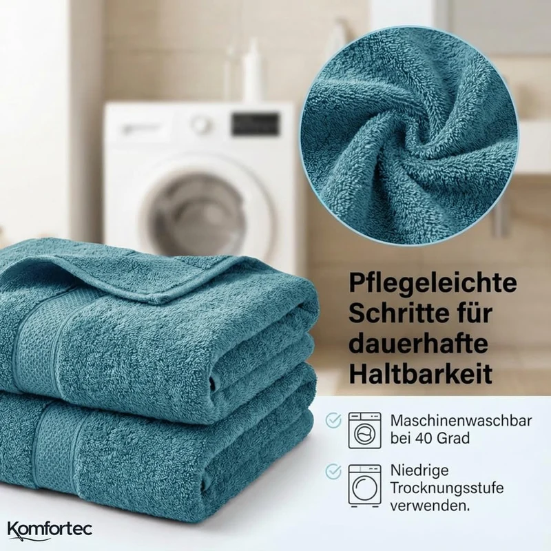 Komfortec 8er Handtücher 50x100 cm Set aus 100% Baumwolle, 470g/m², Frottee, Weich, Türkis 8x Handtü