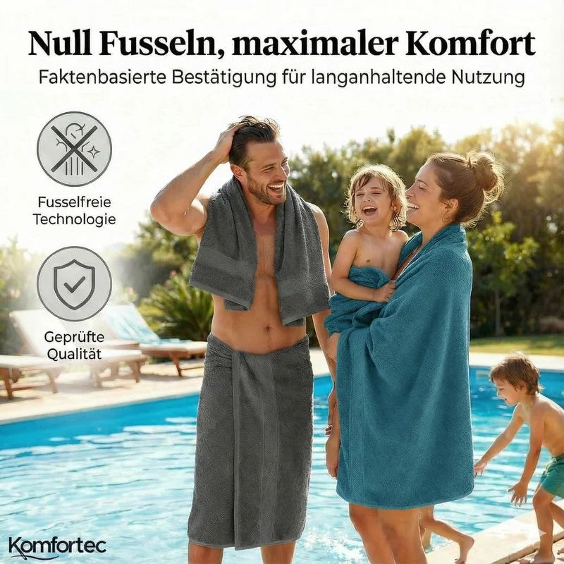 Komfortec 8er Handtücher 50x100 cm Set aus 100% Baumwolle, 470g/m², Frottee, Weich, Türkis 8x Handtü