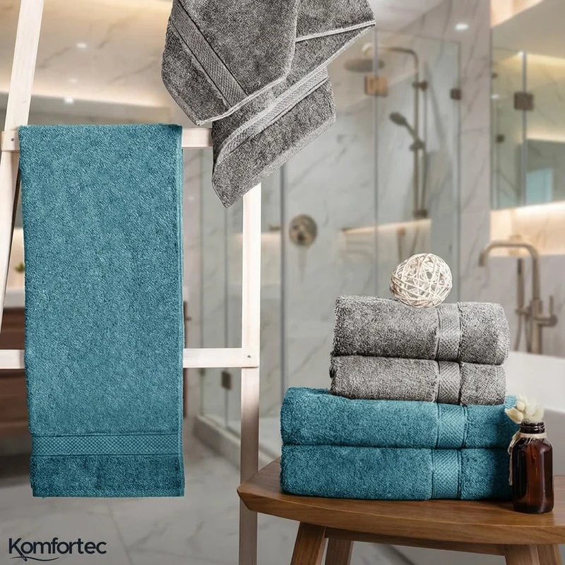 Komfortec 8er Handtücher 50x100 cm Set aus 100% Baumwolle, 470g/m², Frottee, Weich, Türkis 8x Handtü