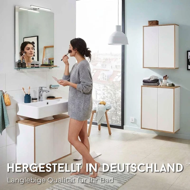 FACKELMANN Finn Waschbeckenunterschrank (60 x 50 x 30,5 cm) – Unterschrank für Waschbecken mit Aussp