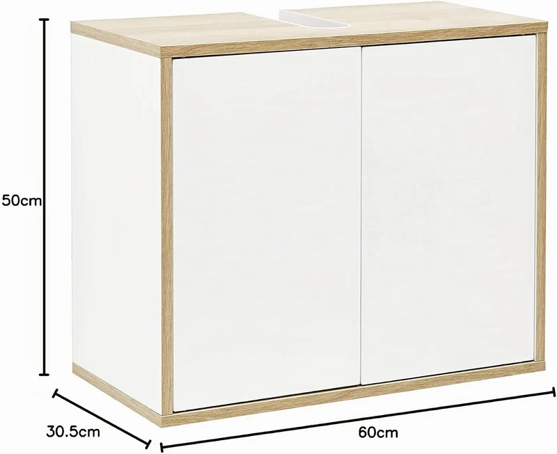FACKELMANN Finn Waschbeckenunterschrank (60 x 50 x 30,5 cm) – Unterschrank für Waschbecken mit Aussp